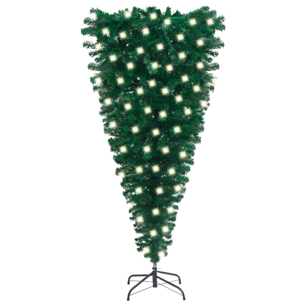 vidaXL Upside-down Artificial Pre-lit Christmas Tree Party Decoration Green
