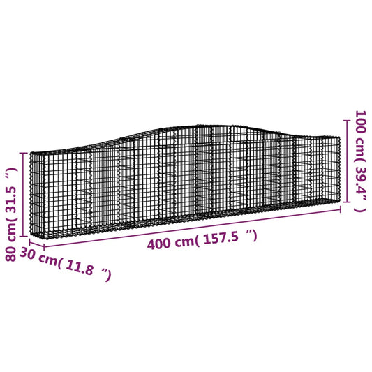 vidaXL Gabion Basket Arched Gabion Basket Planter for Flower Galvanized Iron