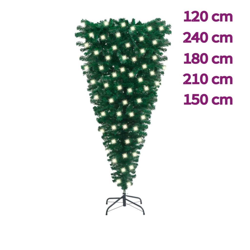 vidaXL Upside-down Artificial Pre-lit Christmas Tree Party Decoration Green