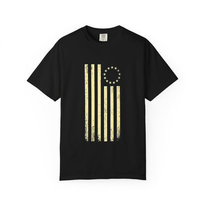 Vintage-Inspired T-Shirt with Distressed Flag Design, Casual Wear, Perfect, Patriotic tee