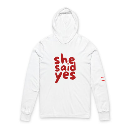 Men's "She Said Yes" Hoodie Long Sleeve Tee - Perfect for any event.