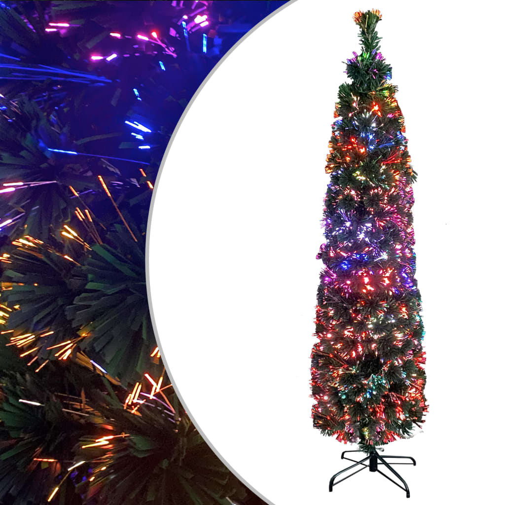 vidaXL Christmas Tree Decoration Artificial Slim Tree with Stand Fiber Optic