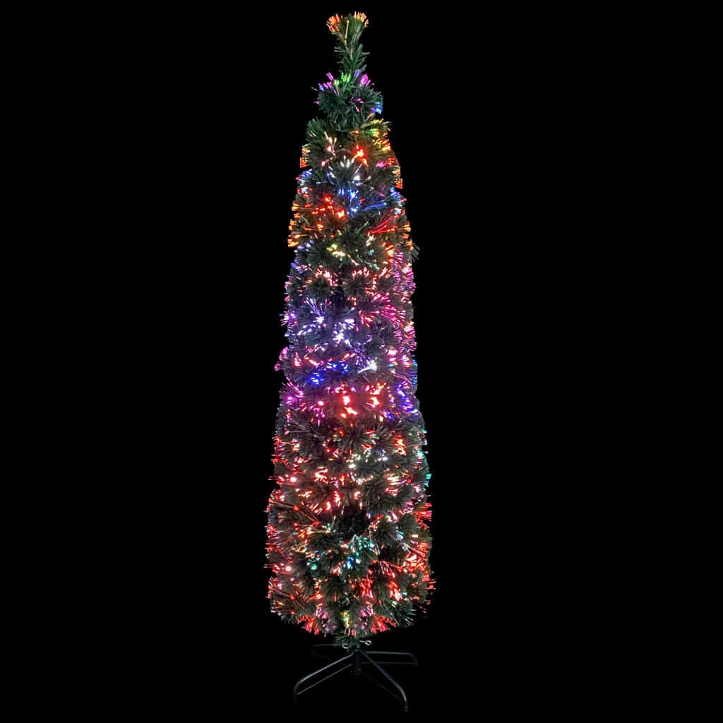 vidaXL Christmas Tree Decoration Artificial Slim Tree with Stand Fiber Optic