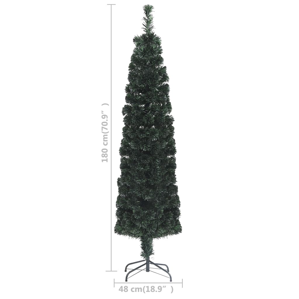 vidaXL Christmas Tree Decoration Artificial Slim Tree with Stand Fiber Optic