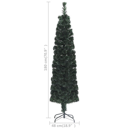 vidaXL Christmas Tree Decoration Artificial Slim Tree with Stand Fiber Optic