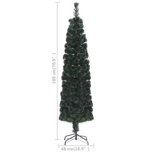 vidaXL Christmas Tree Decoration Artificial Slim Tree with Stand Fiber Optic