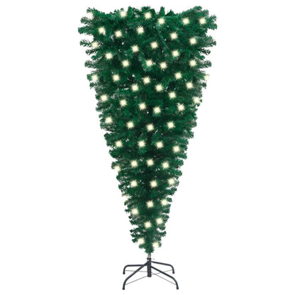 vidaXL Upside-down Artificial Pre-lit Christmas Tree Party Decoration Green