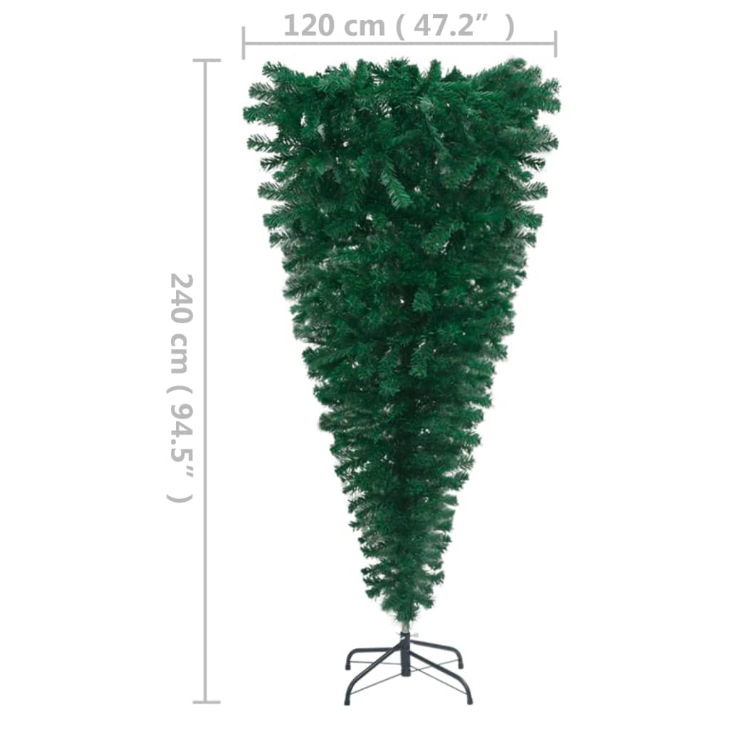 vidaXL Upside-down Artificial Pre-lit Christmas Tree Party Decoration Green