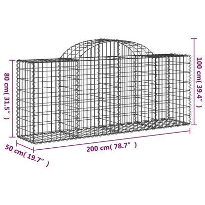 vidaXL Arched Gabion Baskets 4 pcs 78.7"x19.7"x31.5"/39.4" Galvanized Iron