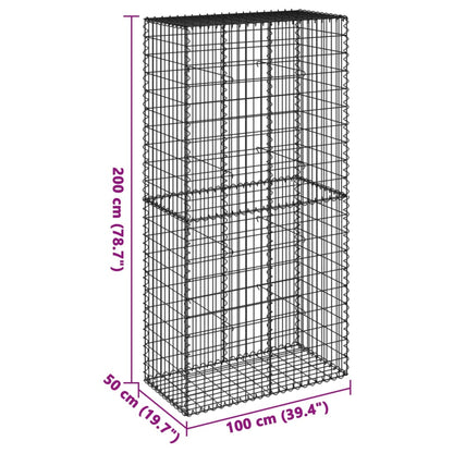 vidaXL Gabion Basket with Cover 39.4"x19.7"x39.4" Galvanized Iron