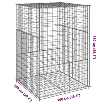 vidaXL Gabion Basket with Cover 39.4"x19.7"x39.4" Galvanized Iron