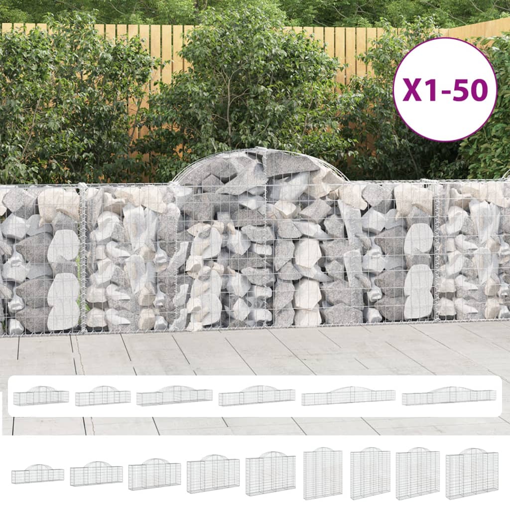 vidaXL Arched Gabion Baskets 4 pcs 78.7"x19.7"x31.5"/39.4" Galvanized Iron